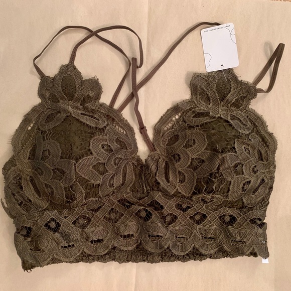 Other - Last 2 Crochet lace bralette in dark green